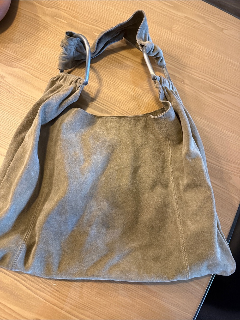 Free People Suede Hobo Shoulder Bag in army green - Picture 1 of 2